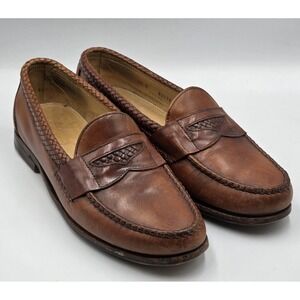 FootJoy Men's Woven Leather Slip-On Brown Penny Loafers Size 10C 83336